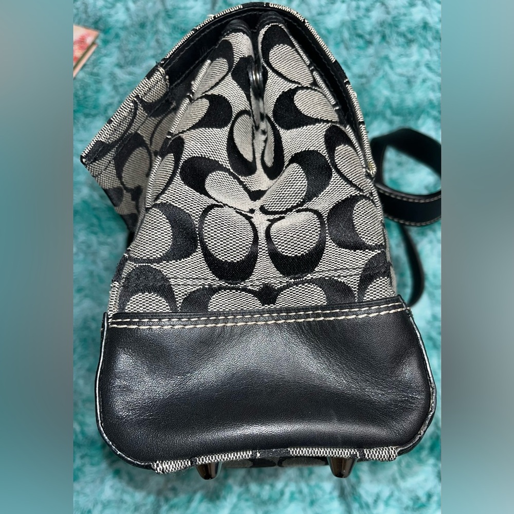 Coach Black and Cream Monogram Tote Bag - Picture 11 of 13